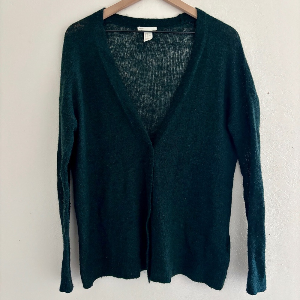 H&M Forest Green Lightweight V-Neck Cardigan